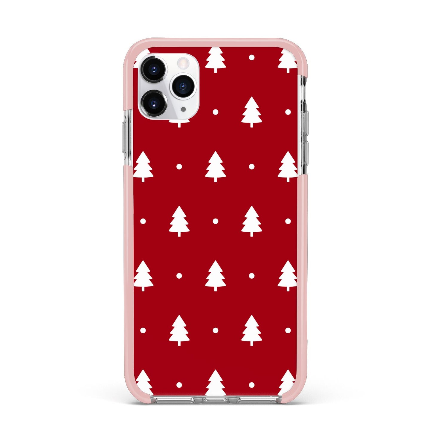 Classic Red Christmas Trees iPhone 11 Pro Max Impact Pink Edge Case