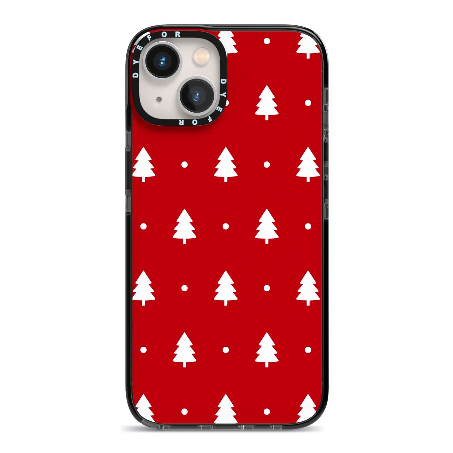 Classic Red Christmas Trees iPhone 13 Black Impact Case on Silver phone