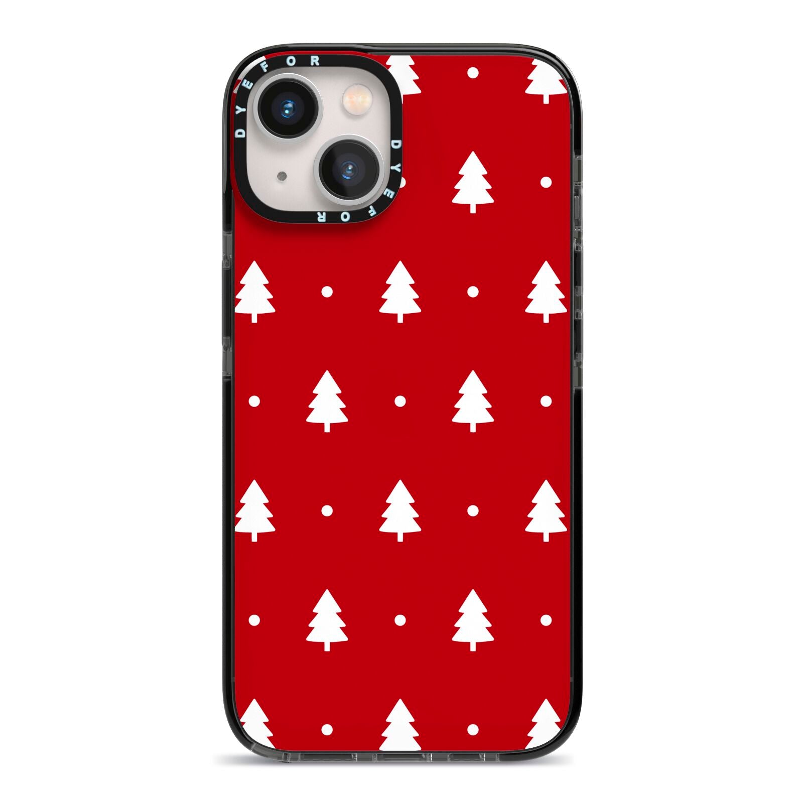 Classic Red Christmas Trees iPhone 13 Black Impact Case on Silver phone
