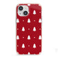 Classic Red Christmas Trees iPhone 13 Mini TPU Impact Case with Pink Edges