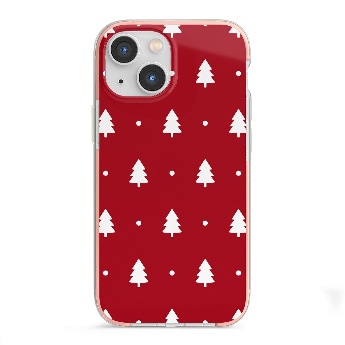 Classic Red Christmas Trees iPhone 13 Mini TPU Impact Case with Pink Edges