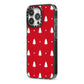 Classic Red Christmas Trees iPhone 13 Pro Black Impact Case Side Angle on Silver phone
