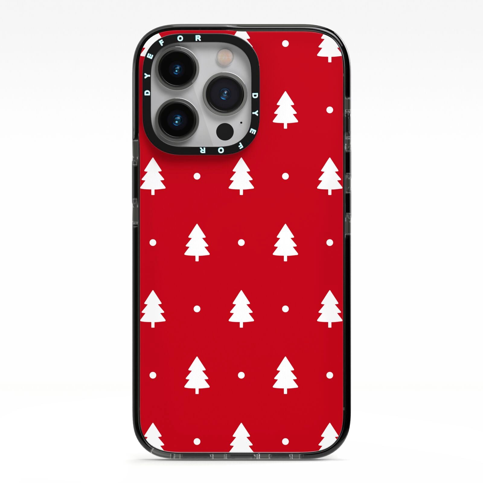 Classic Red Christmas Trees iPhone 13 Pro Black Impact Case on Silver phone