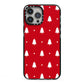 Classic Red Christmas Trees iPhone 13 Pro Max Black Impact Case on Silver phone