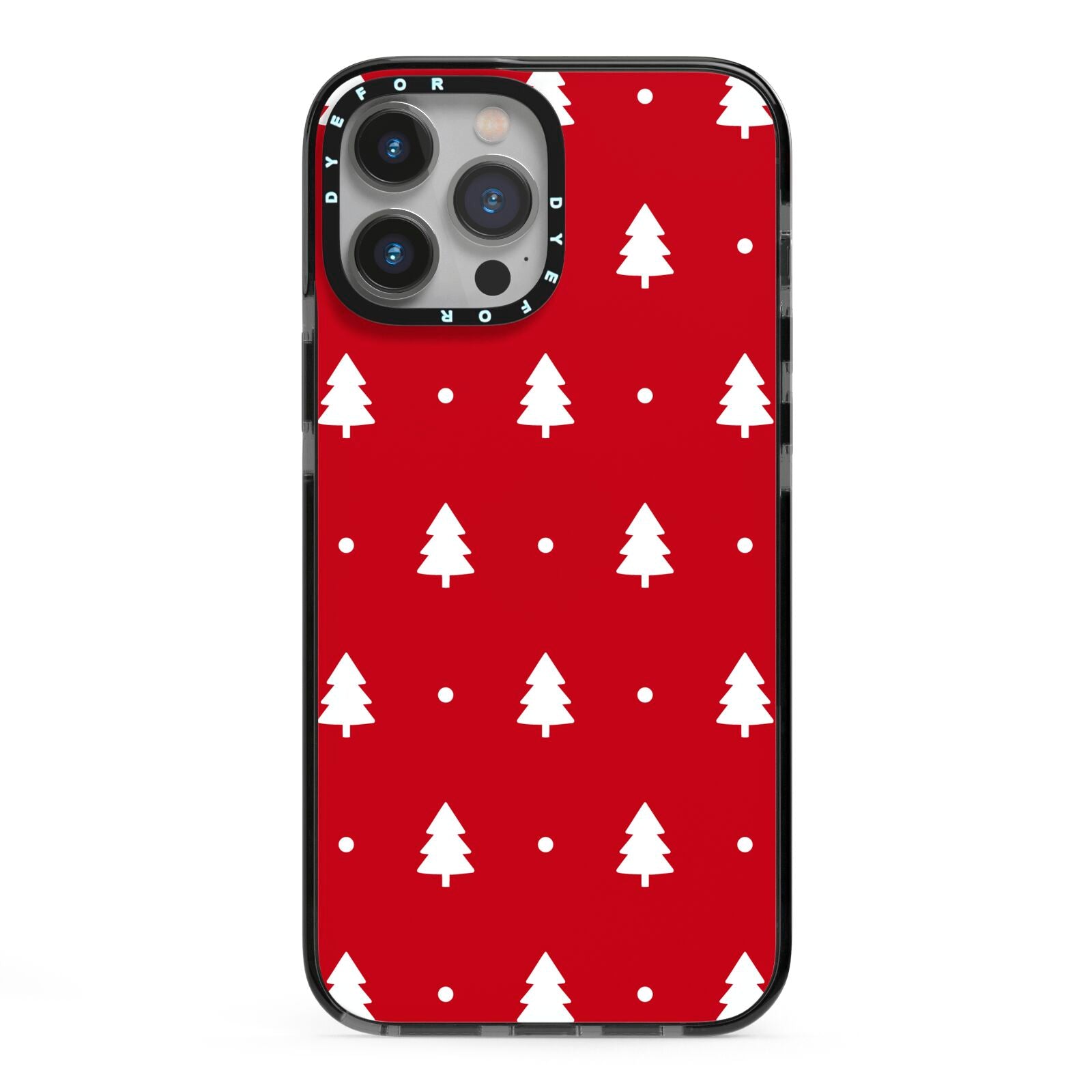 Classic Red Christmas Trees iPhone 13 Pro Max Black Impact Case on Silver phone