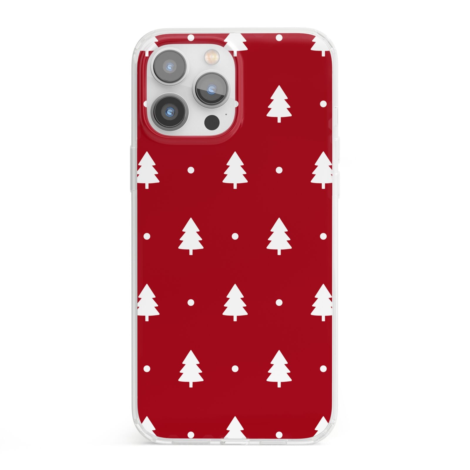 Classic Red Christmas Trees iPhone 13 Pro Max Clear Bumper Case