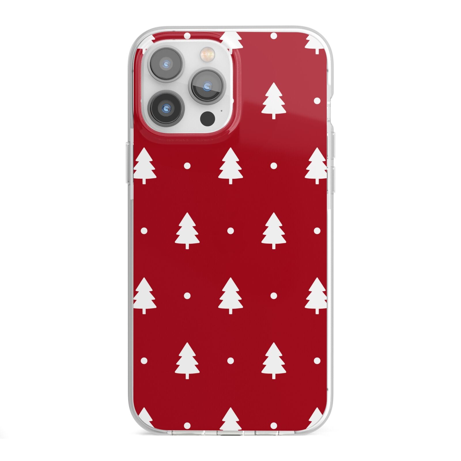 Classic Red Christmas Trees iPhone 13 Pro Max TPU Impact Case with White Edges
