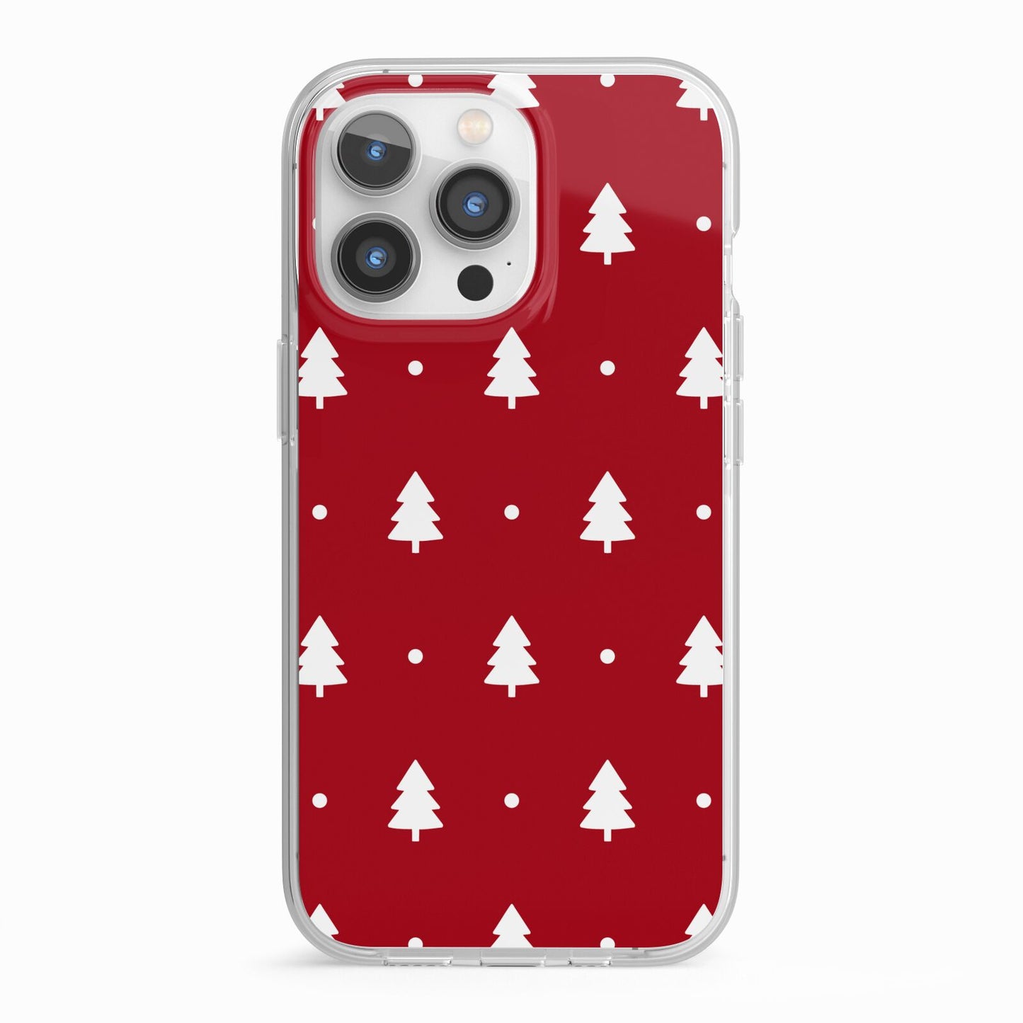 Classic Red Christmas Trees iPhone 13 Pro TPU Impact Case with White Edges