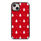 Classic Red Christmas Trees iPhone 14 Plus Black Impact Case on Silver phone