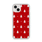 Classic Red Christmas Trees iPhone 14 Plus Clear Tough Case Starlight