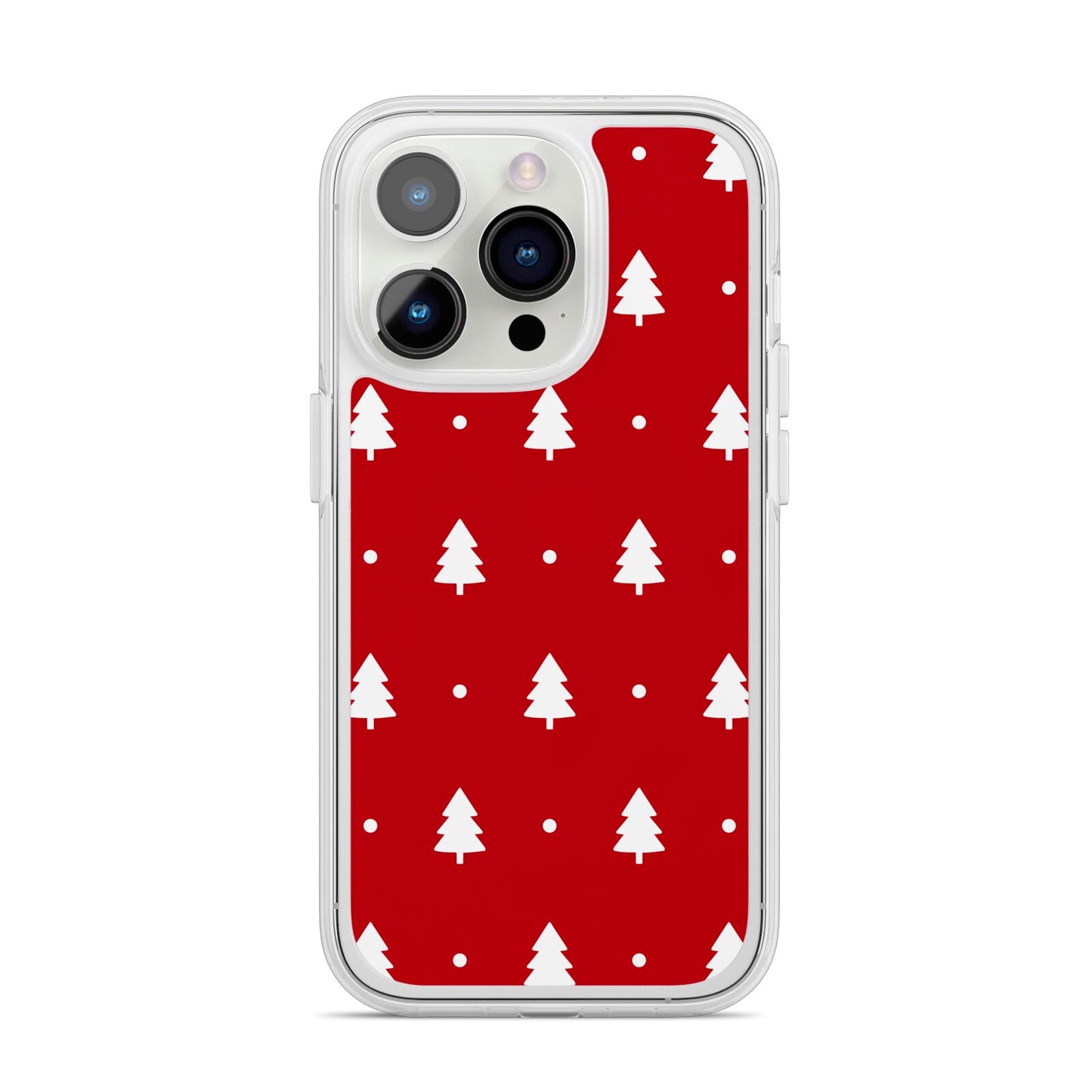 Classic Red Christmas Trees iPhone 14 Pro Clear Tough Case Silver