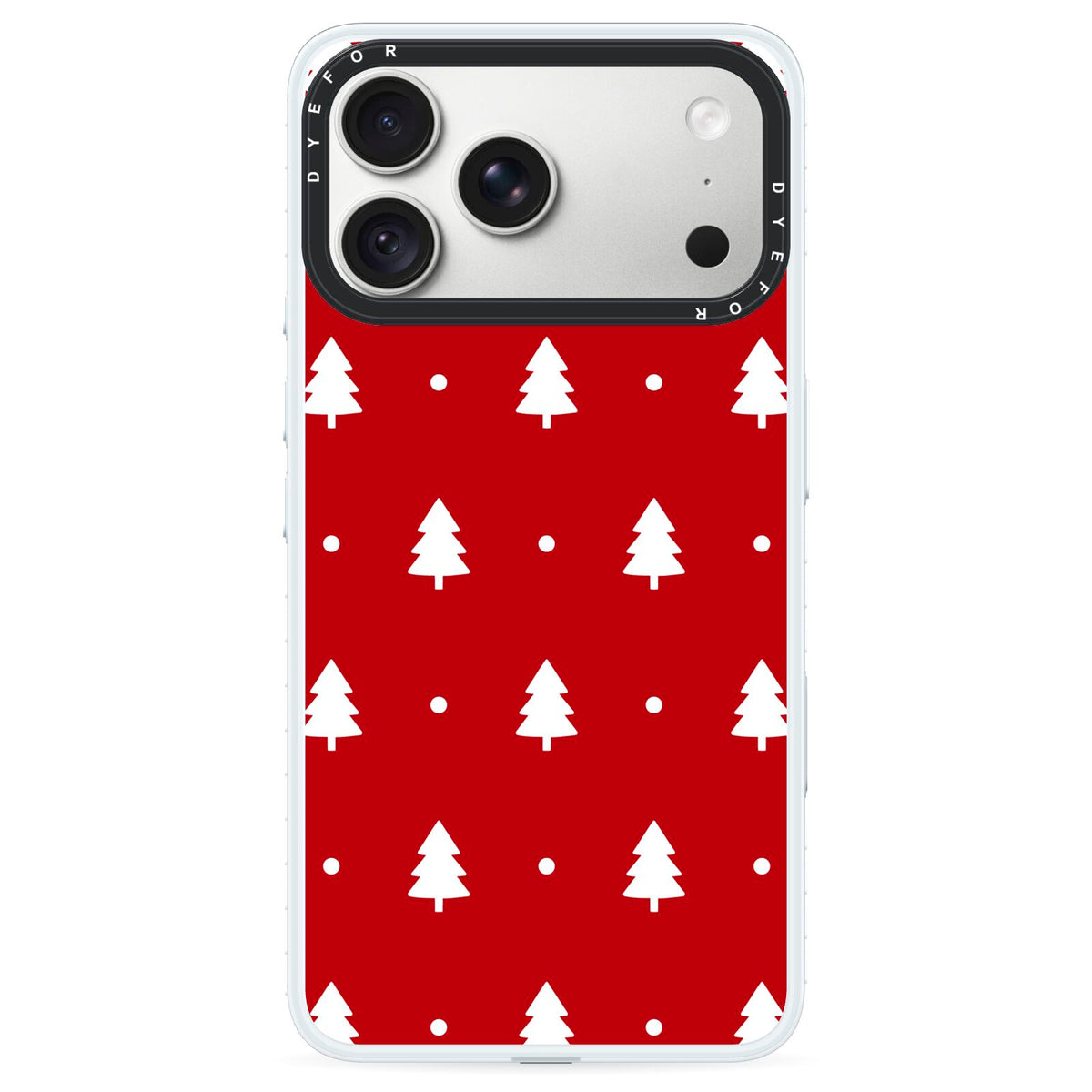 Classic Red Christmas Trees iPhone 18 Pro Black Impact Pre order Case on Silver phone
