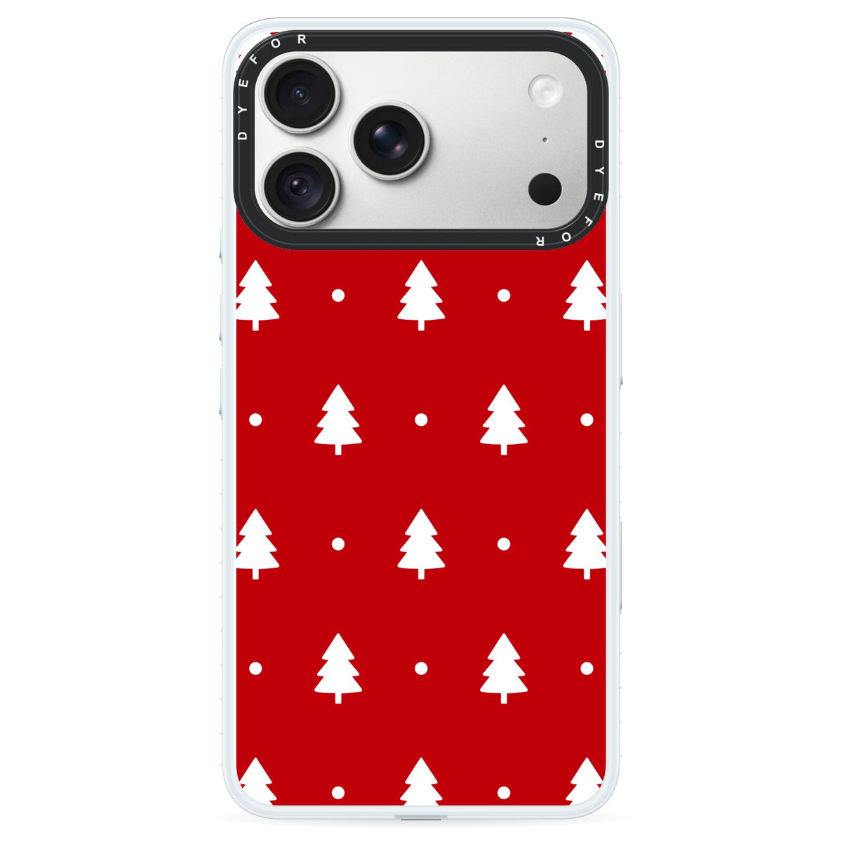 Classic Red Christmas Trees iPhone 18 Pro Max Black Impact Pre order Case on Silver phone