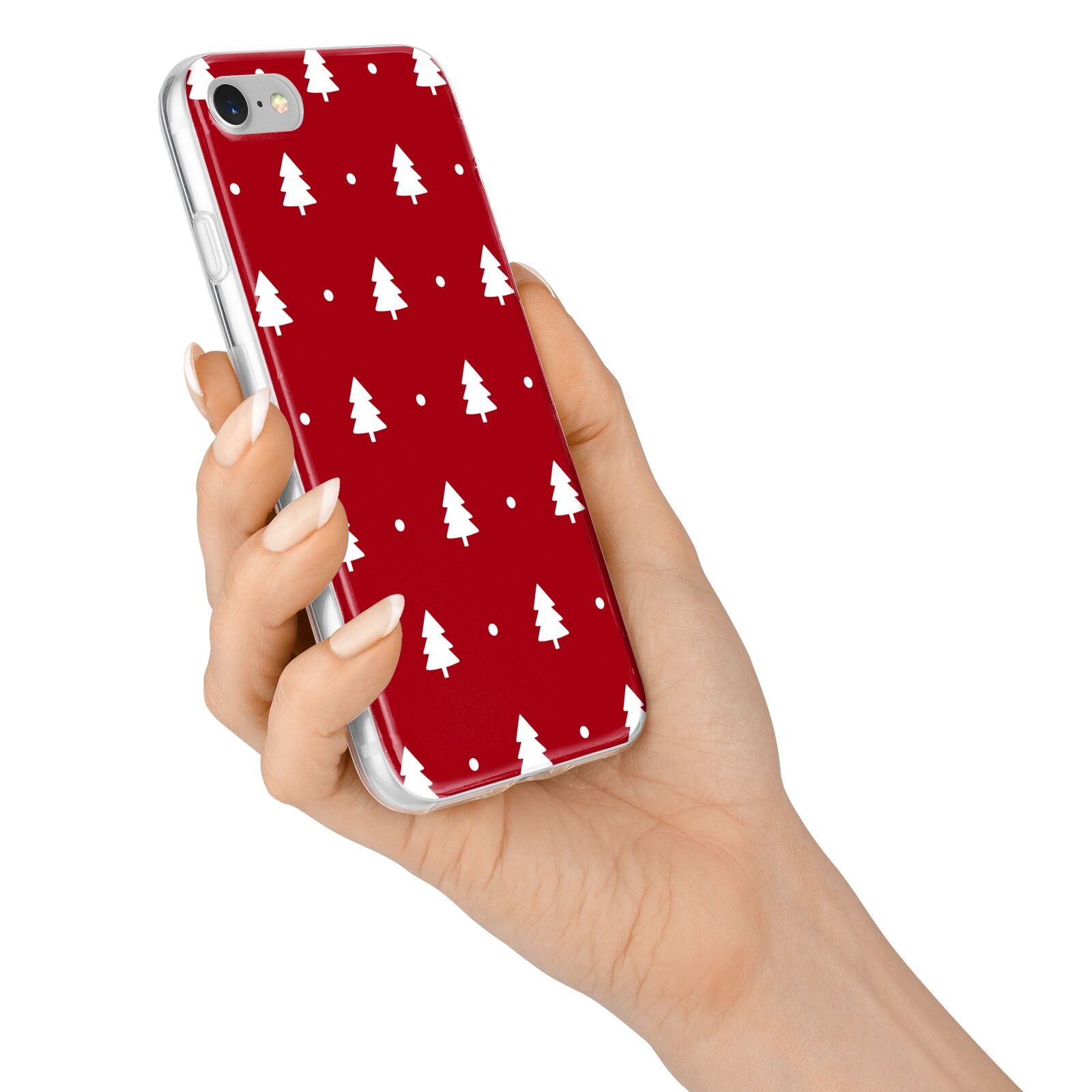 Classic Red Christmas Trees iPhone 7 Bumper Case on Silver iPhone Alternative Image