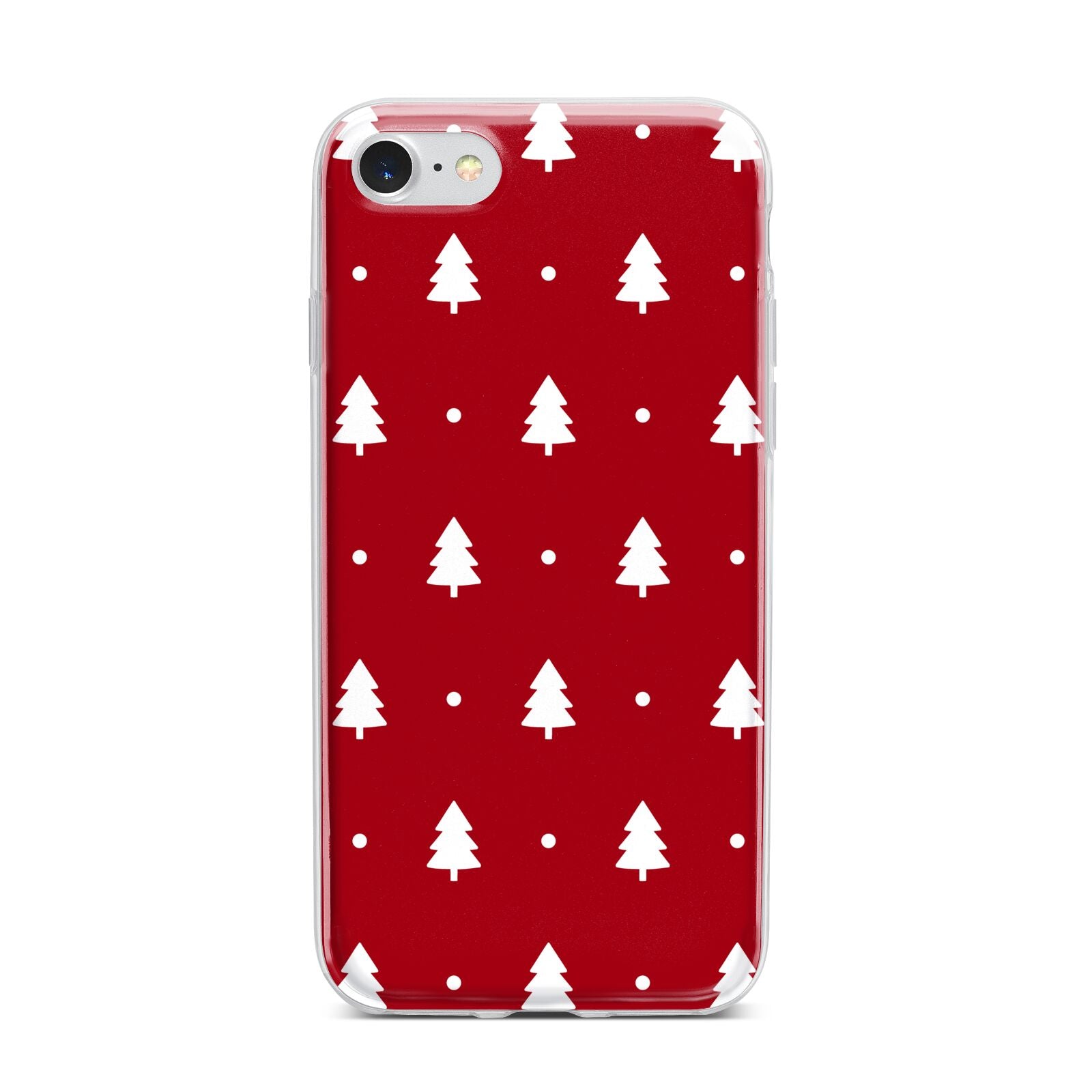 Classic Red Christmas Trees iPhone 7 Bumper Case on Silver iPhone