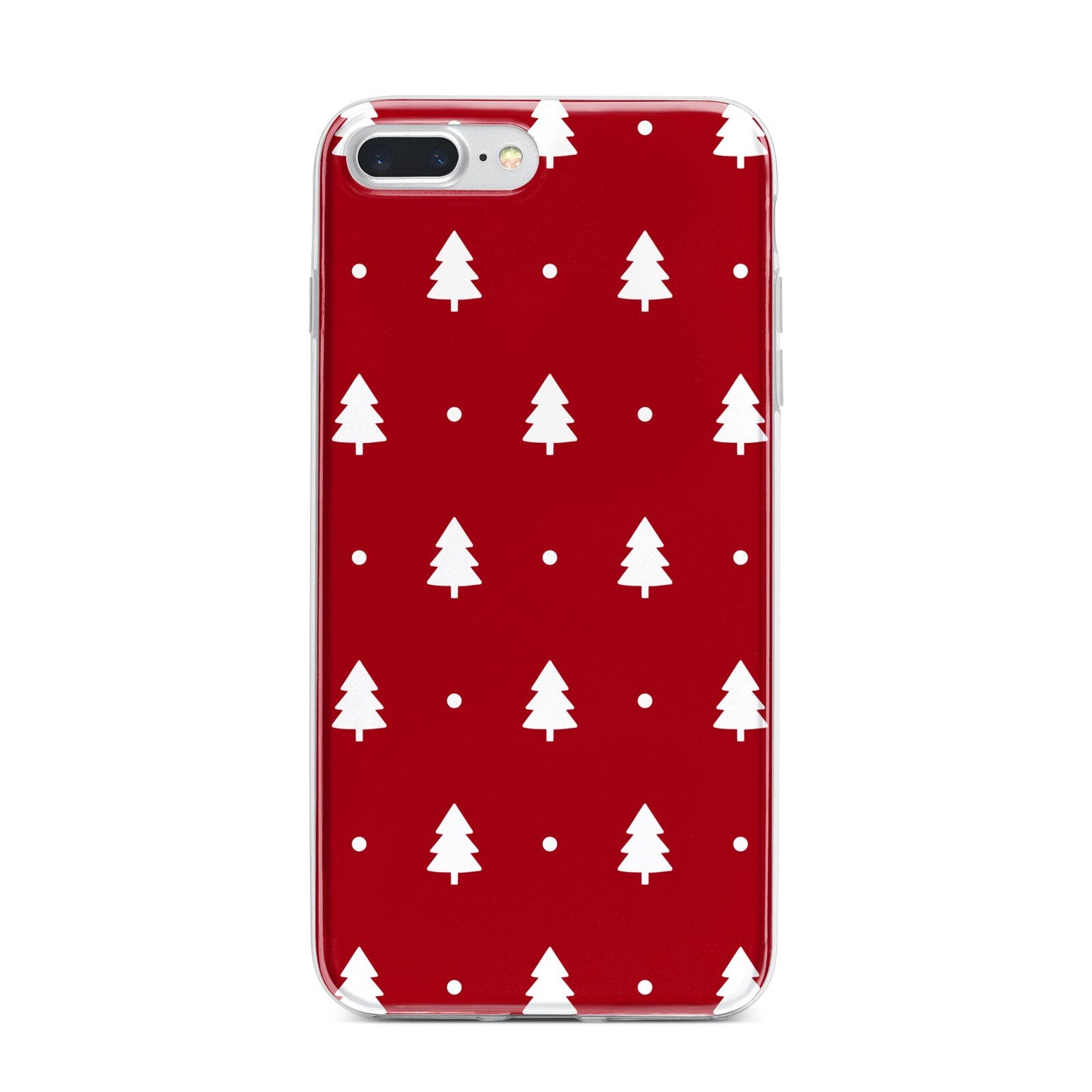 Classic Red Christmas Trees iPhone 7 Plus Bumper Case on Silver iPhone