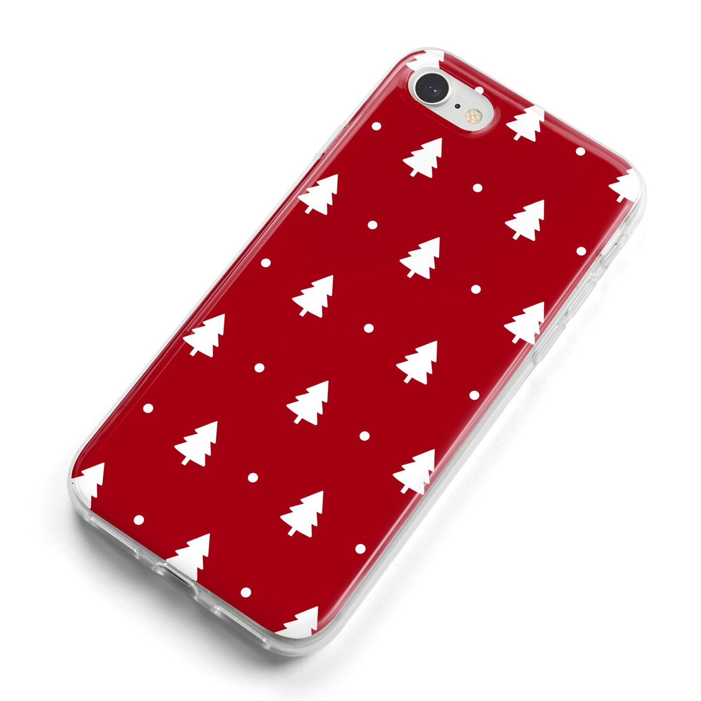 Classic Red Christmas Trees iPhone 8 Bumper Case on Silver iPhone Alternative Image