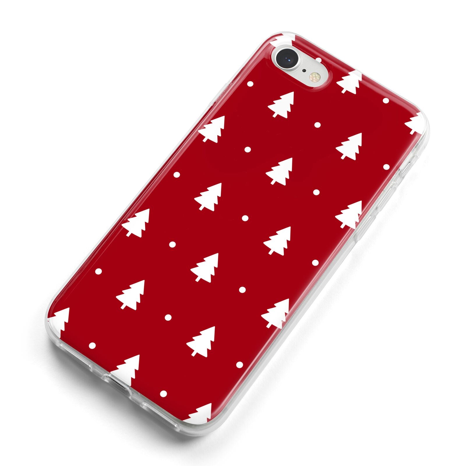 Classic Red Christmas Trees iPhone 8 Bumper Case on Silver iPhone Alternative Image