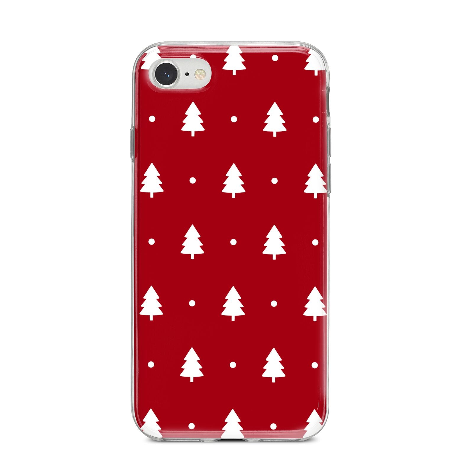 Classic Red Christmas Trees iPhone 8 Bumper Case on Silver iPhone