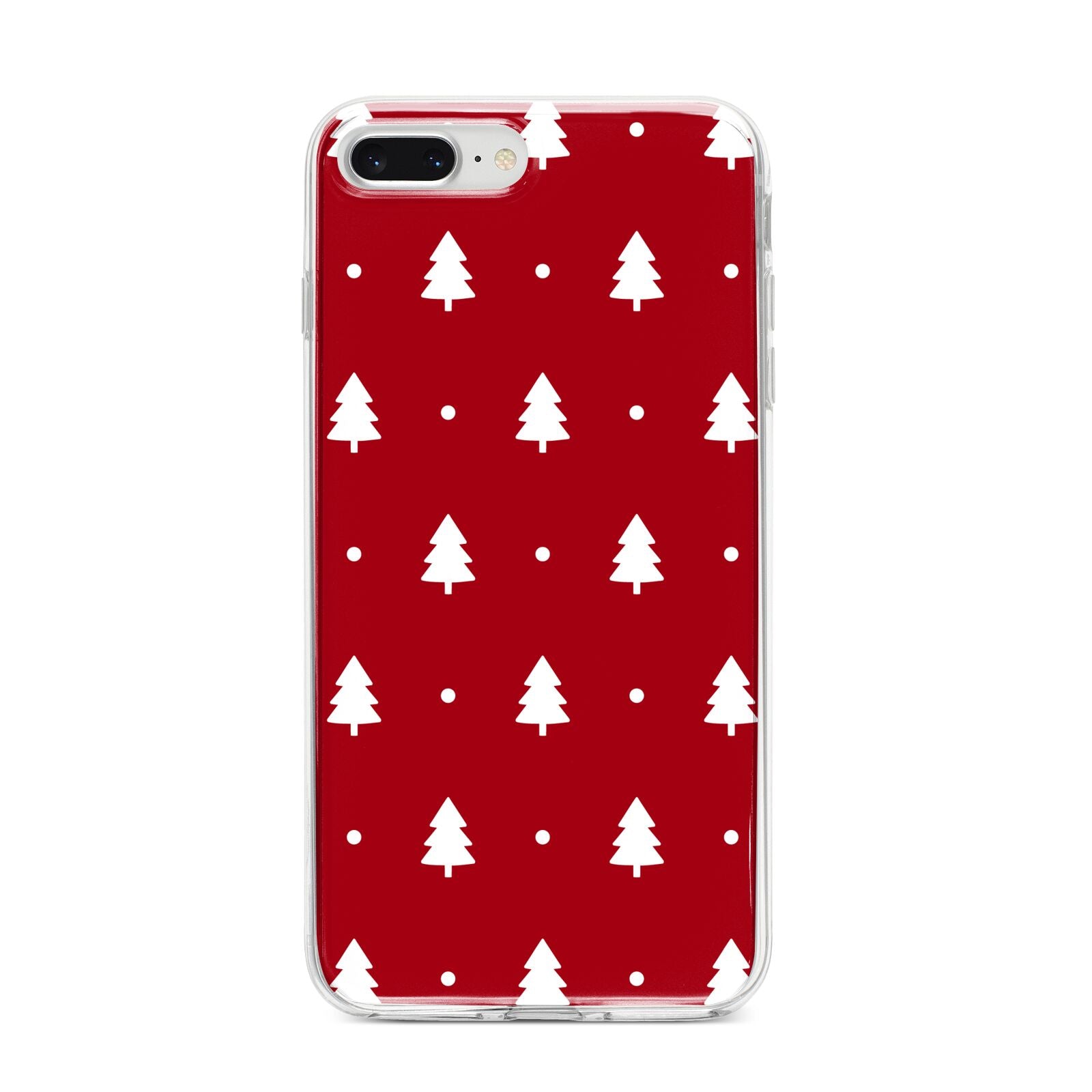 Classic Red Christmas Trees iPhone 8 Plus Bumper Case on Silver iPhone