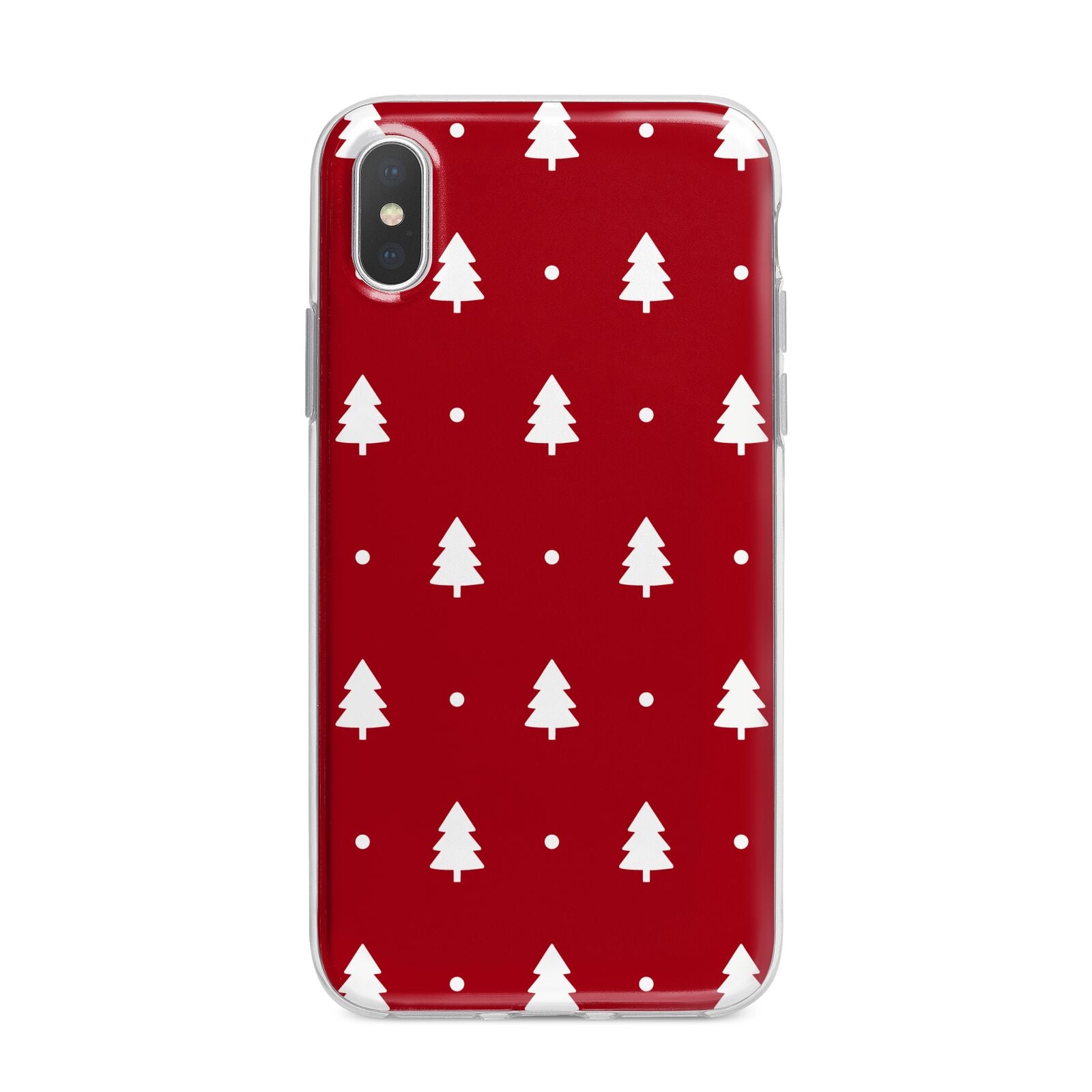 Classic Red Christmas Trees iPhone X Bumper Case on Silver iPhone Alternative Image 1