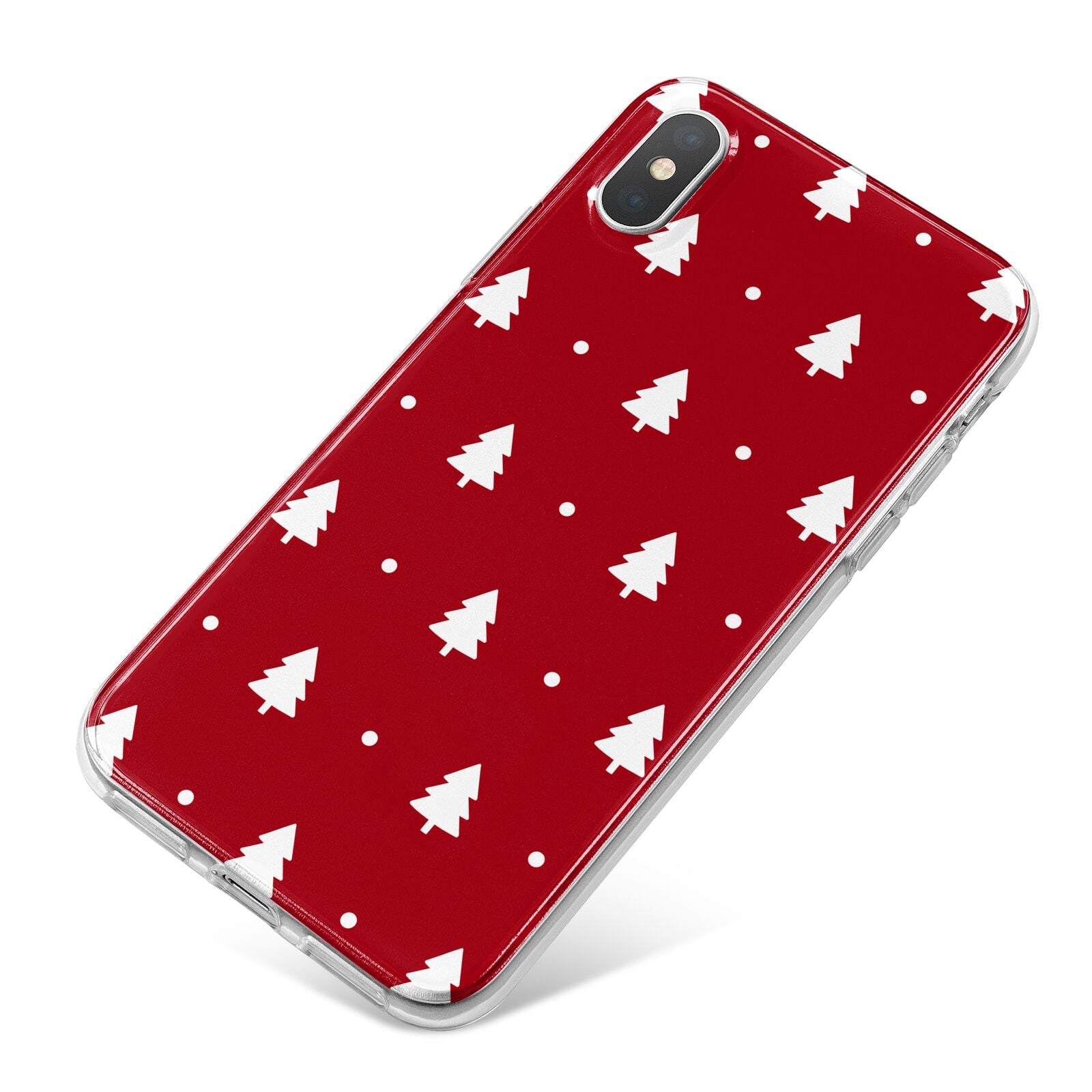Classic Red Christmas Trees iPhone X Bumper Case on Silver iPhone