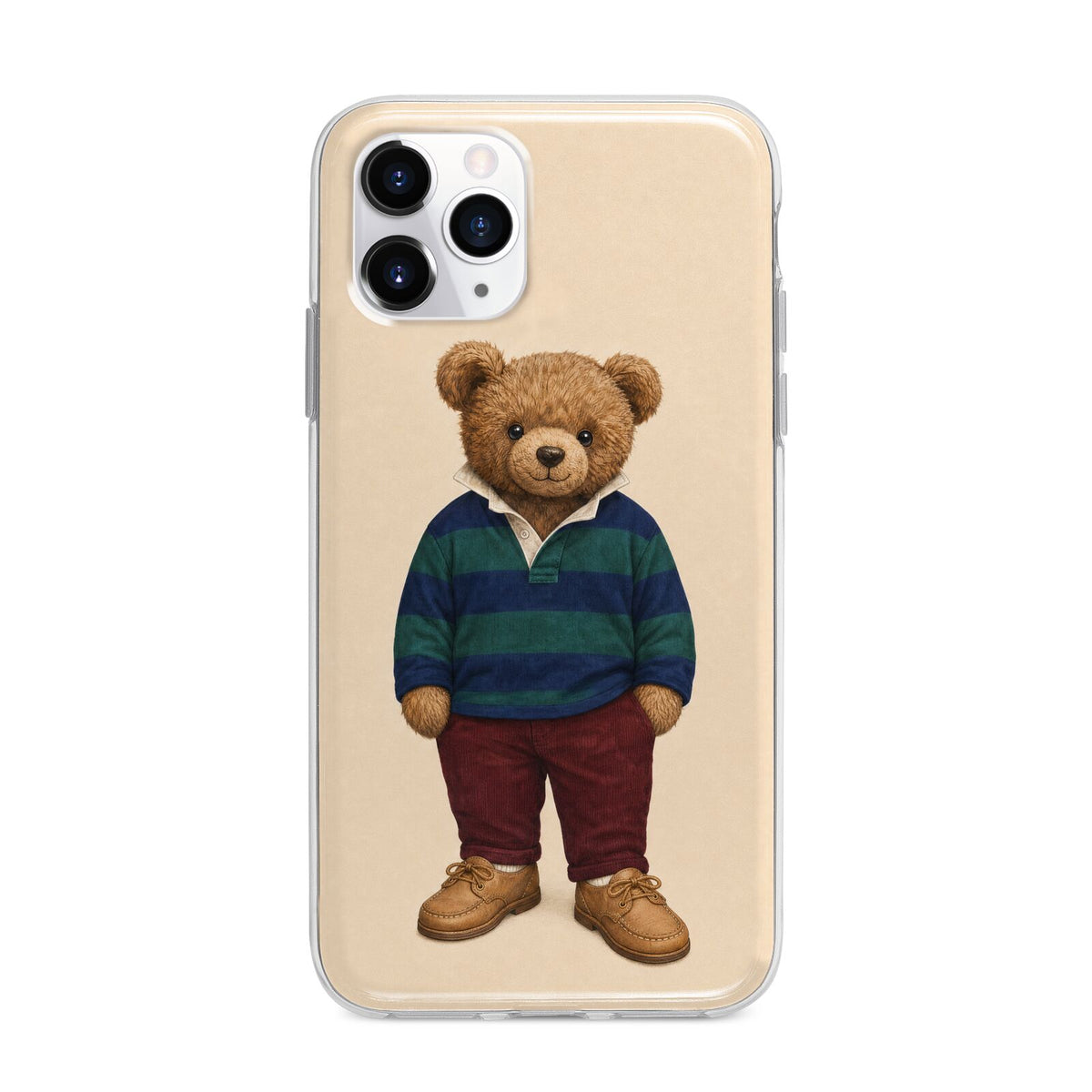 Clubhouse Teddy Apple iPhone 11 Pro Max in Silver with Bumper Case