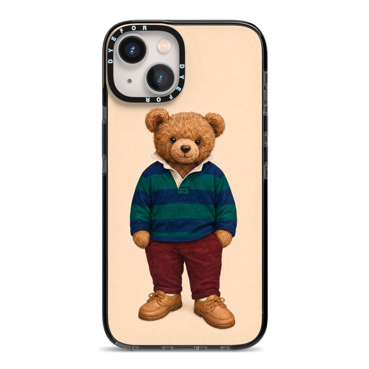 Clubhouse Teddy iPhone 13 Black Impact Case on Silver phone