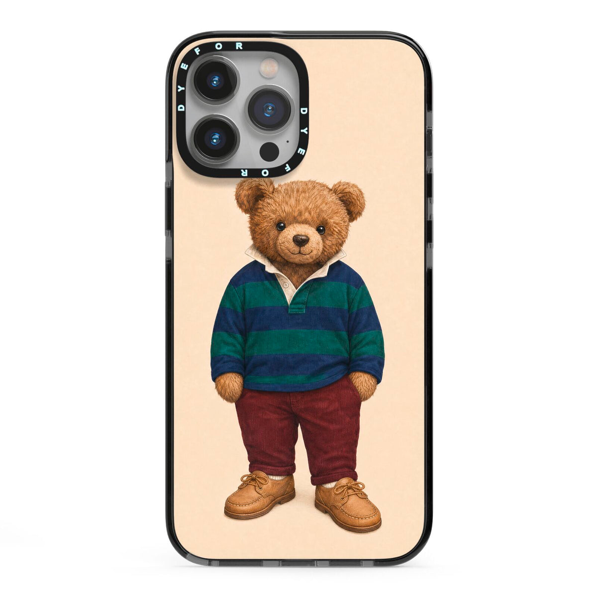 Clubhouse Teddy iPhone 13 Pro Max Black Impact Case on Silver phone