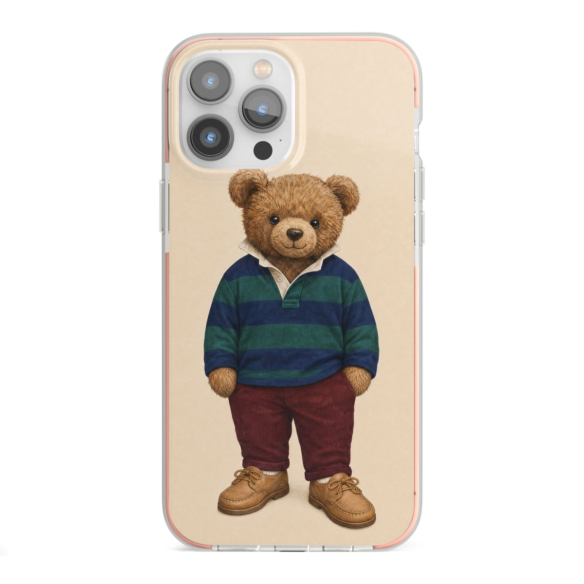 Clubhouse Teddy iPhone 13 Pro Max TPU Impact Case with Pink Edges