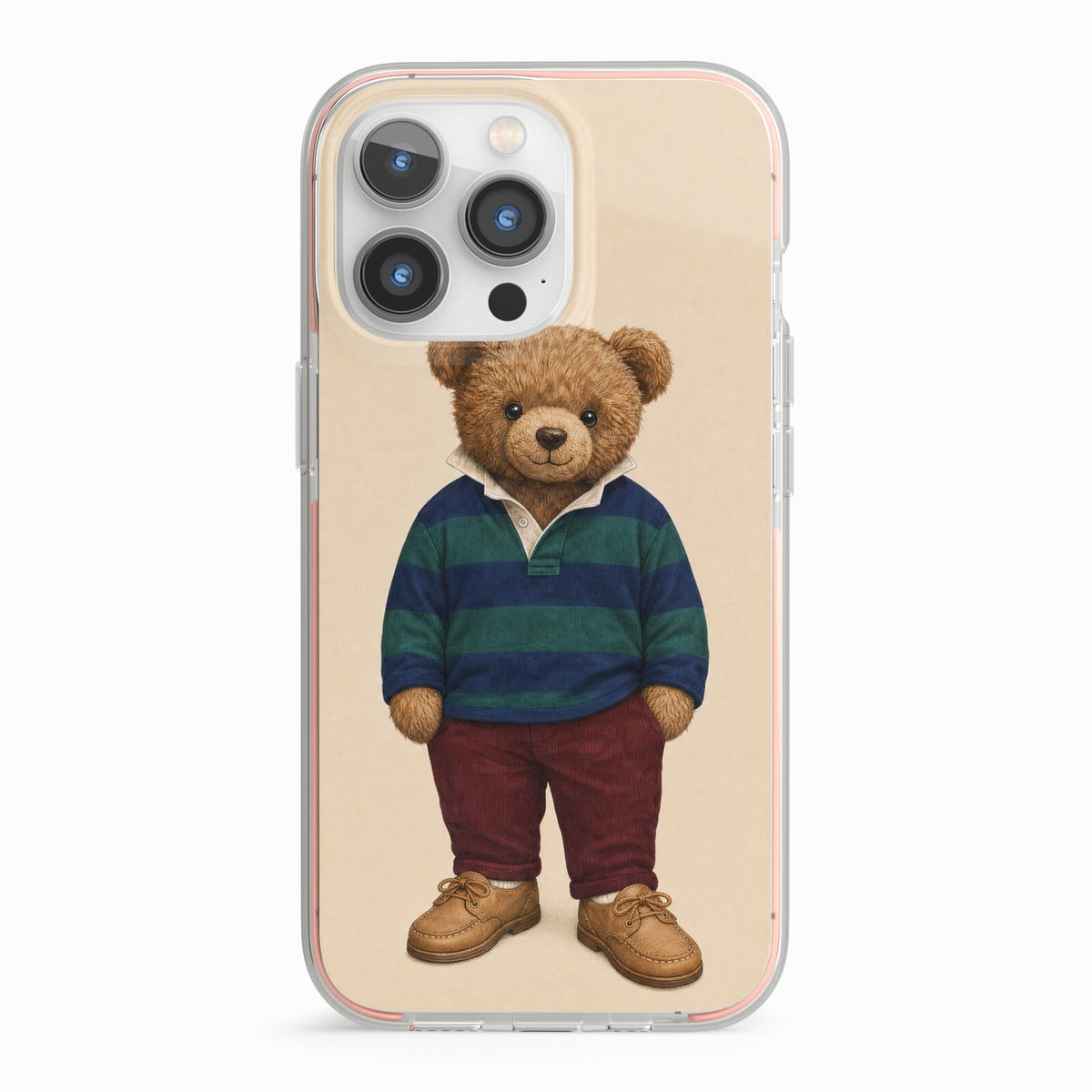 Clubhouse Teddy iPhone 13 Pro TPU Impact Case with Pink Edges