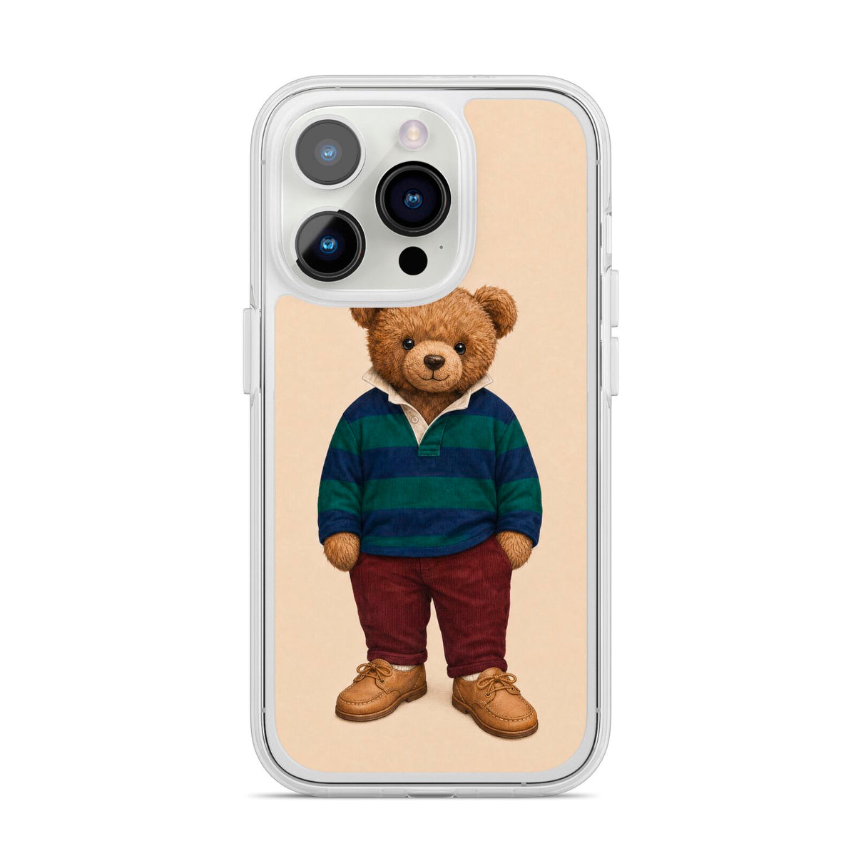 Clubhouse Teddy iPhone 14 Pro Clear Tough Case Silver