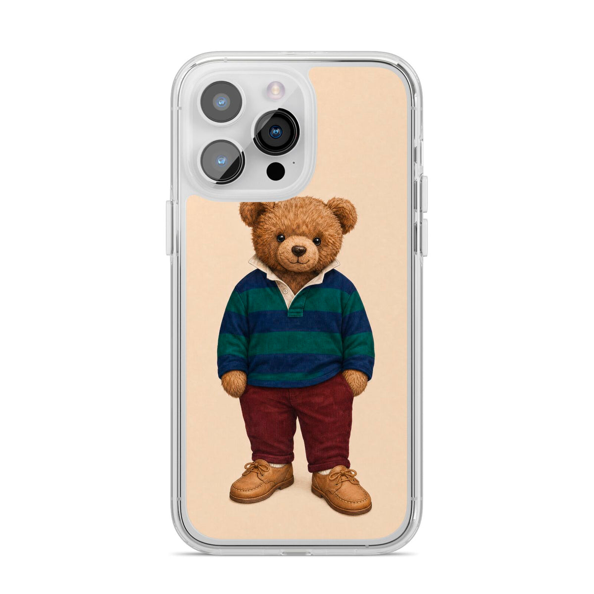 Clubhouse Teddy iPhone 14 Pro Max Clear Tough Case Silver