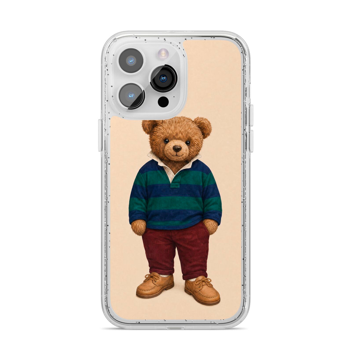 Clubhouse Teddy iPhone 14 Pro Max Glitter Tough Case Silver