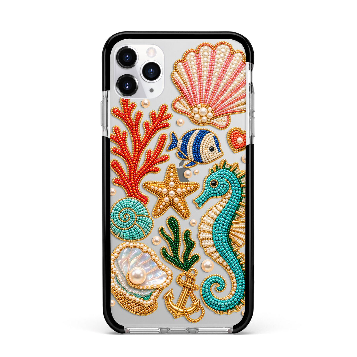 Coastal Treasures Charms Apple iPhone 11 Pro Max in Silver with Black Impact Case