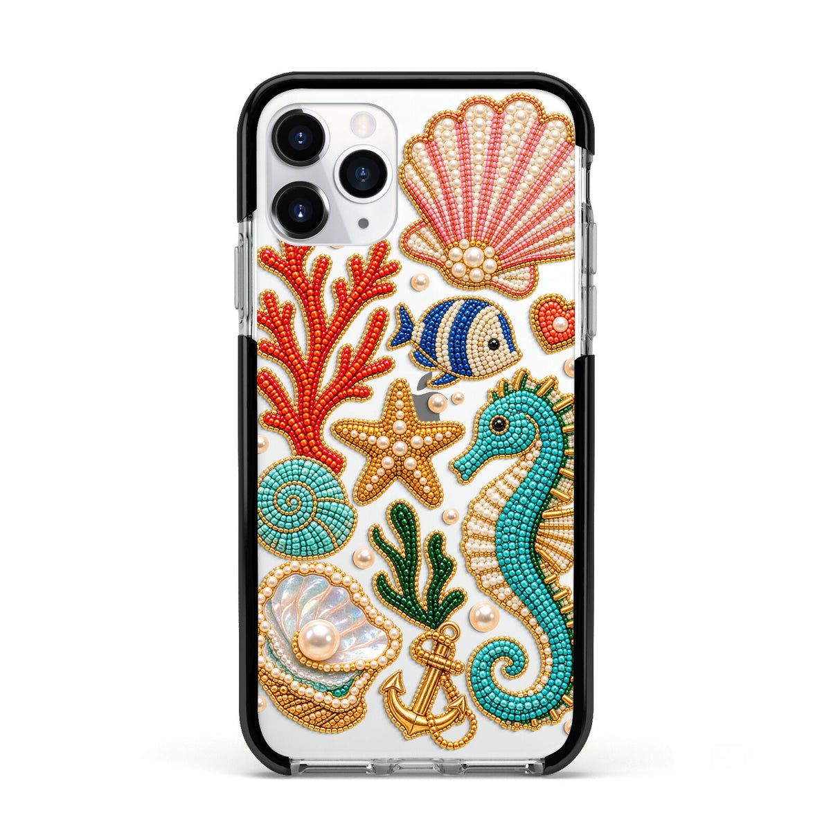 Coastal Treasures Charms Apple iPhone 11 Pro in Silver with Black Impact Case