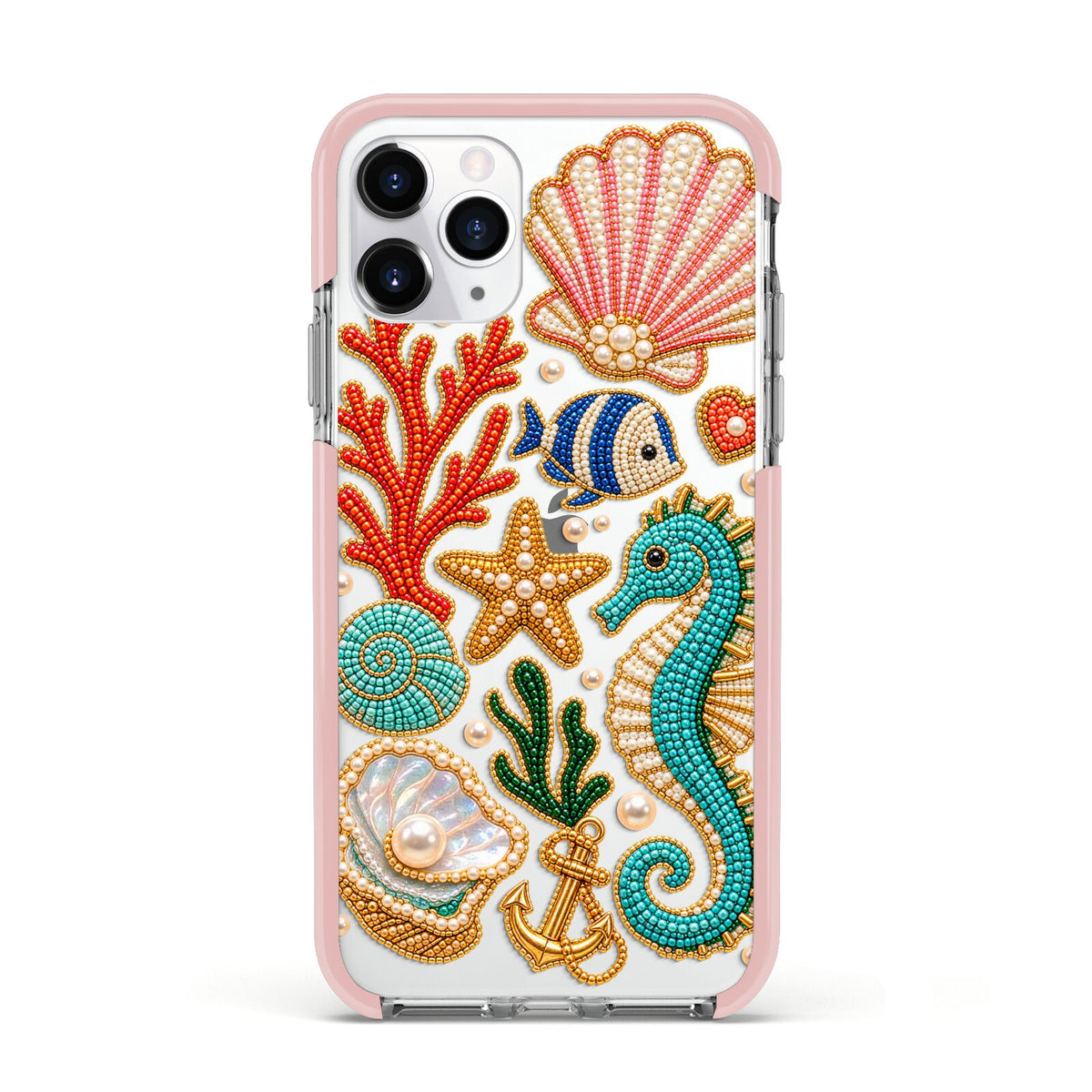 Coastal Treasures Charms Apple iPhone 11 Pro in Silver with Pink Impact Case