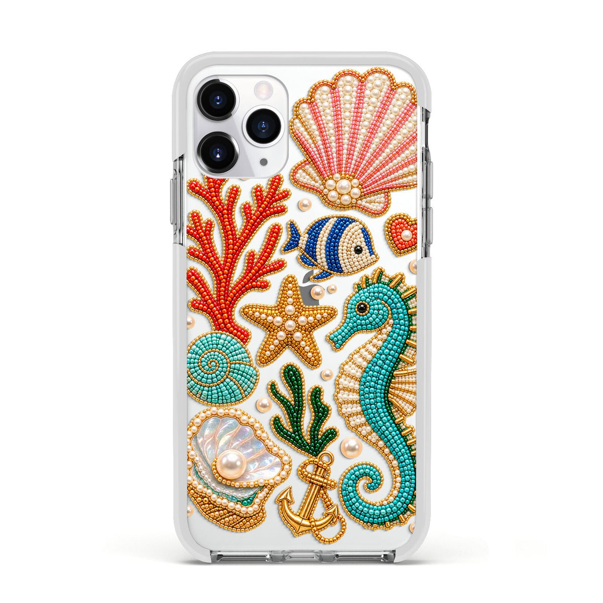 Coastal Treasures Charms Apple iPhone 11 Pro in Silver with White Impact Case