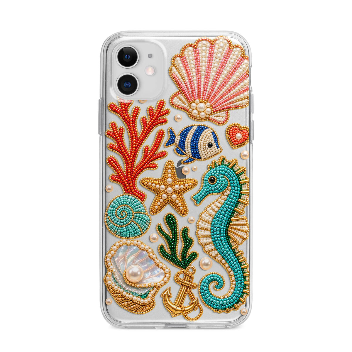 Coastal Treasures Charms Apple iPhone 11 in White with Bumper Case