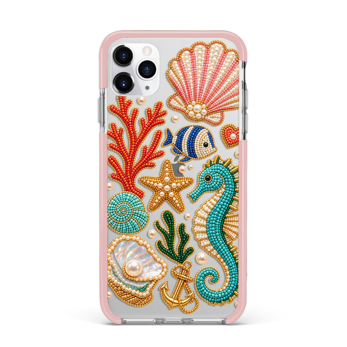 Coastal Treasures Charms iPhone 11 Pro Max Impact Pink Edge Case