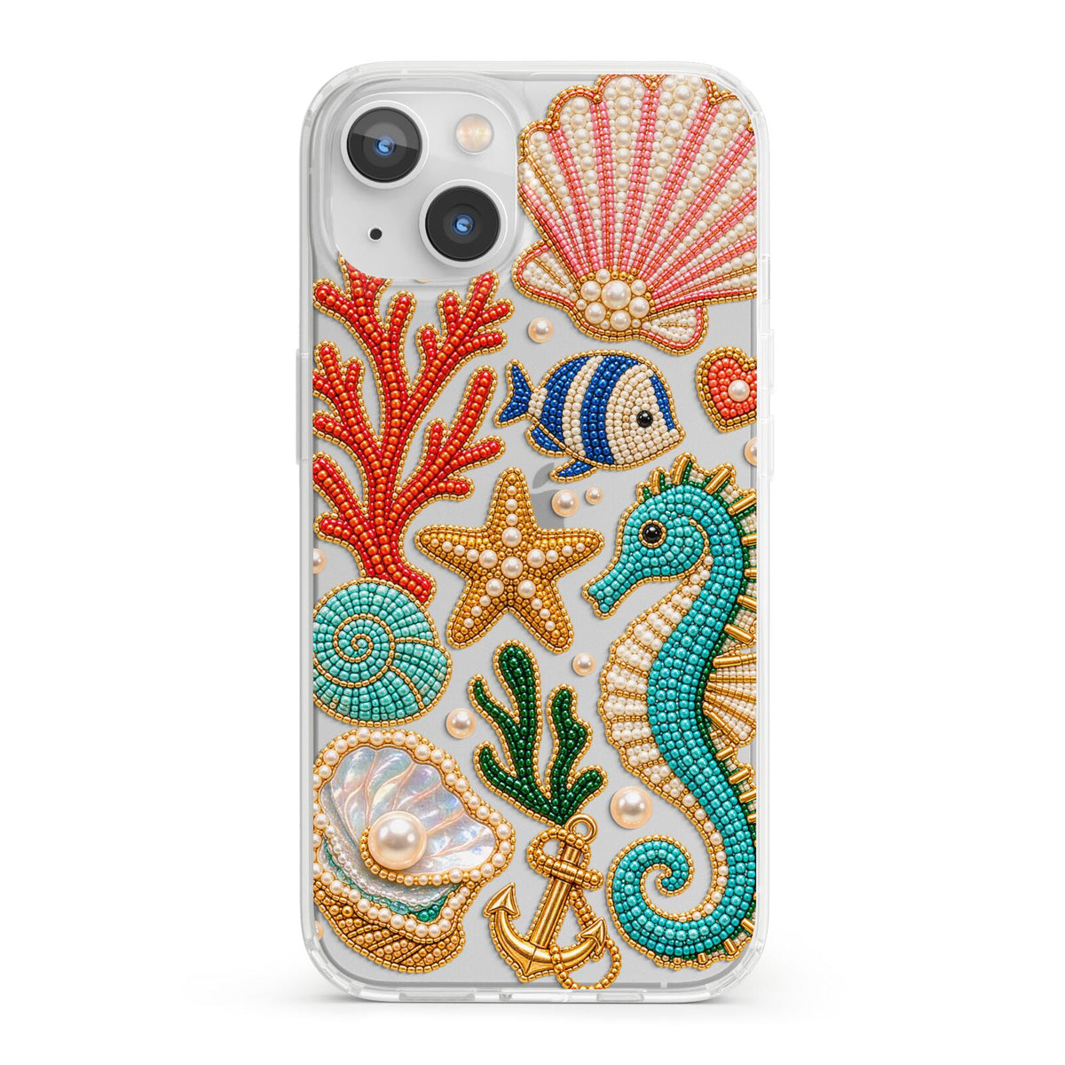 Coastal Treasures Charms iPhone 13 Clear Bumper Case