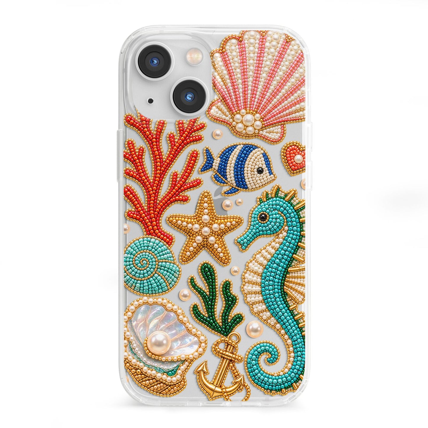Coastal Treasures Charms iPhone 13 Mini Clear Bumper Case