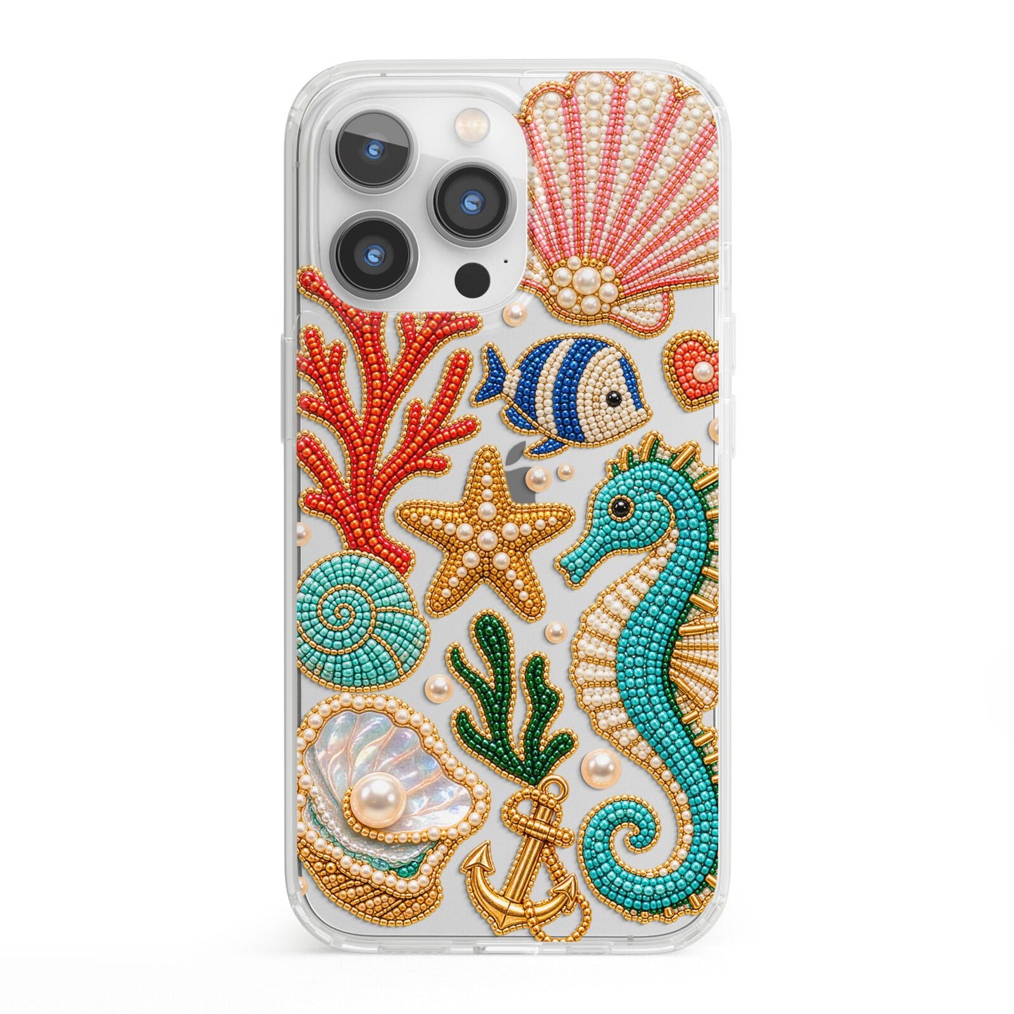 Coastal Treasures Charms iPhone 13 Pro Clear Bumper Case