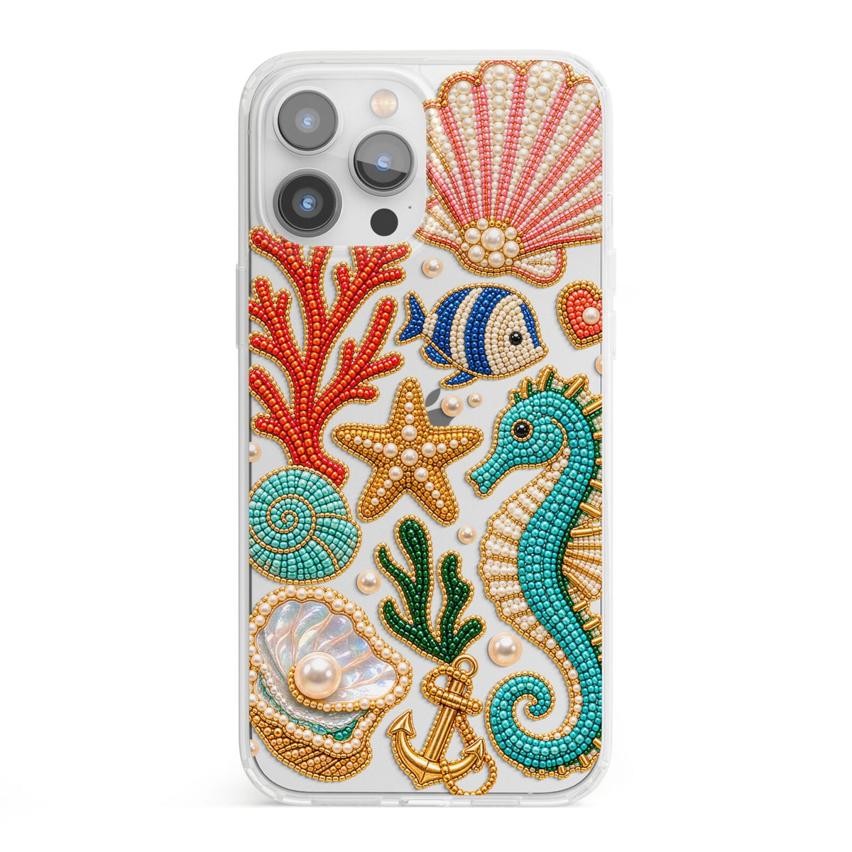 Coastal Treasures Charms iPhone 13 Pro Max Clear Bumper Case