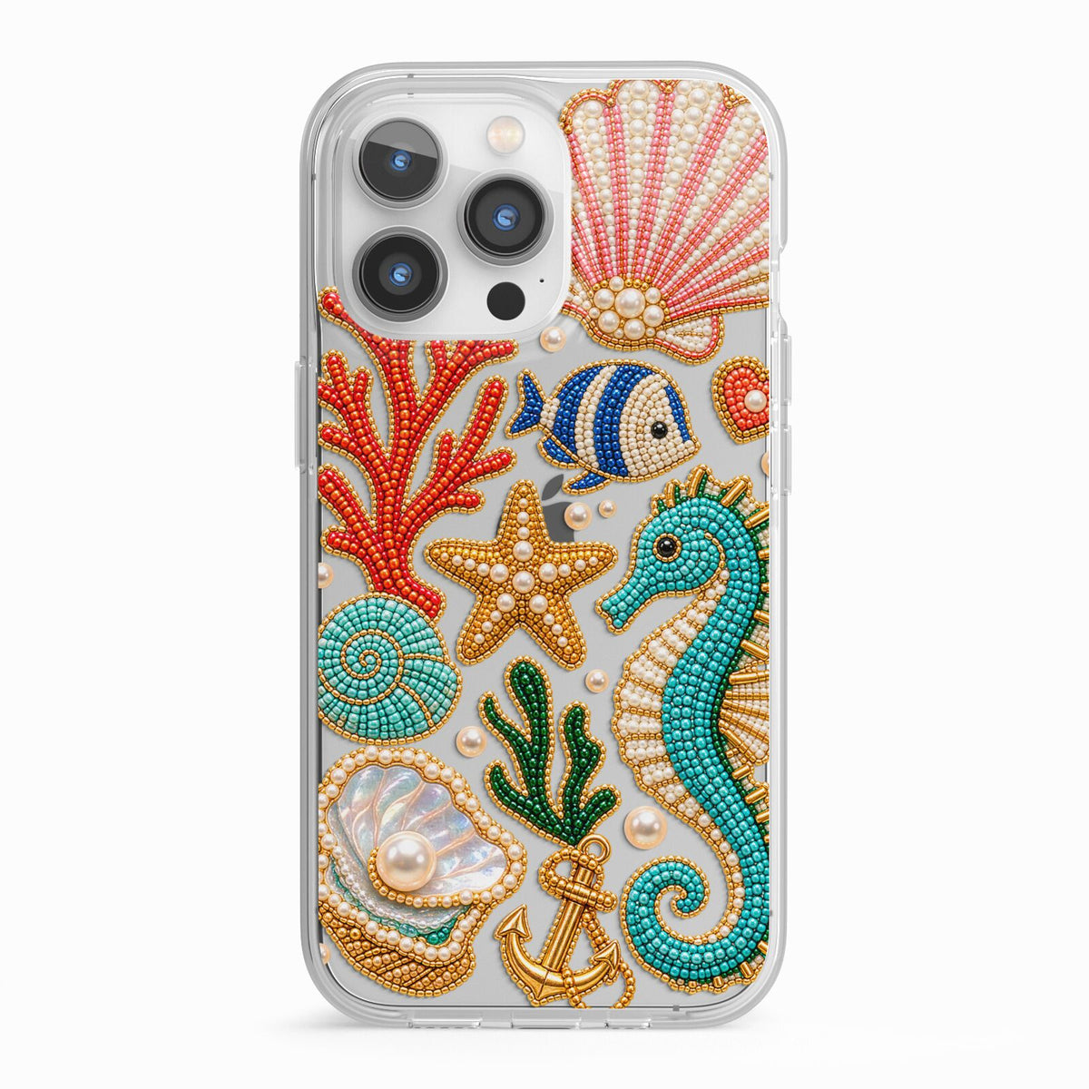 Coastal Treasures Charms iPhone 13 Pro TPU Impact Case with White Edges