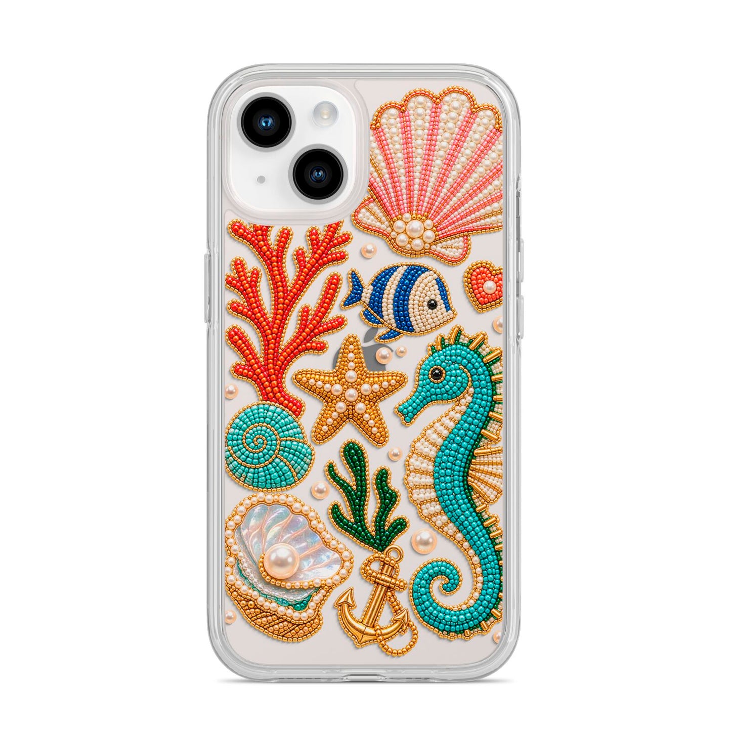 Coastal Treasures Charms iPhone 14 Clear Tough Case Starlight