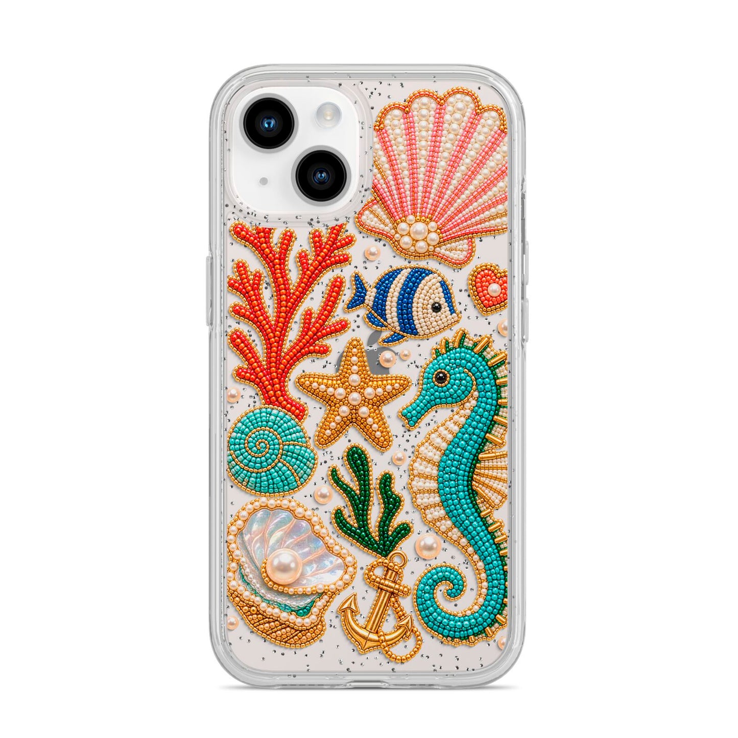 Coastal Treasures Charms iPhone 14 Glitter Tough Case Starlight