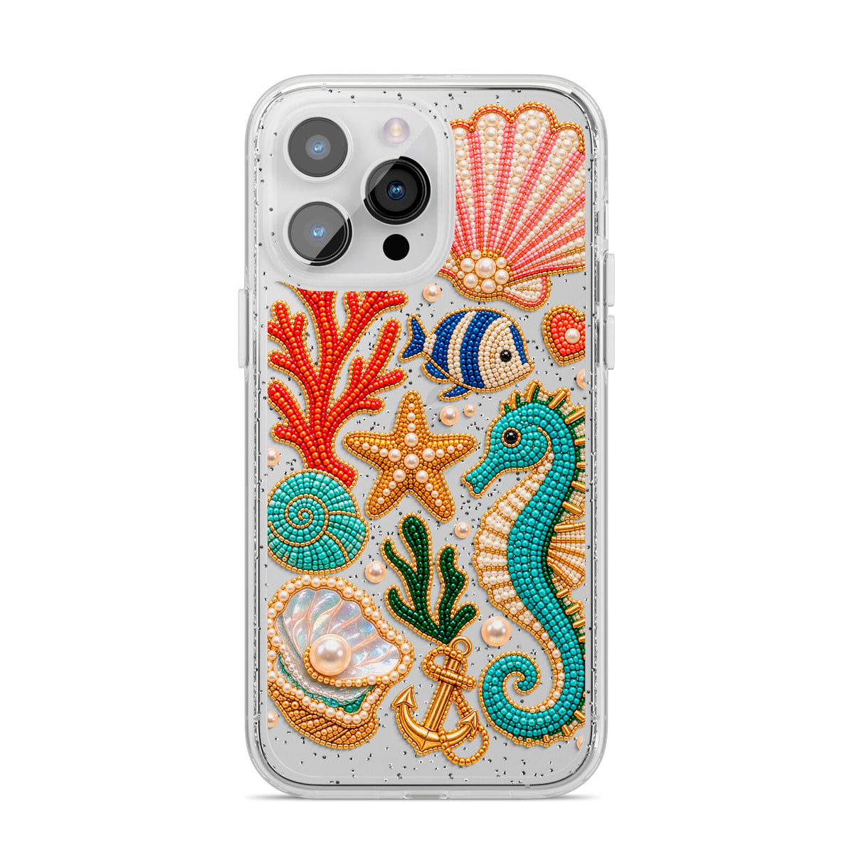 Coastal Treasures Charms iPhone 14 Pro Max Glitter Tough Case Silver