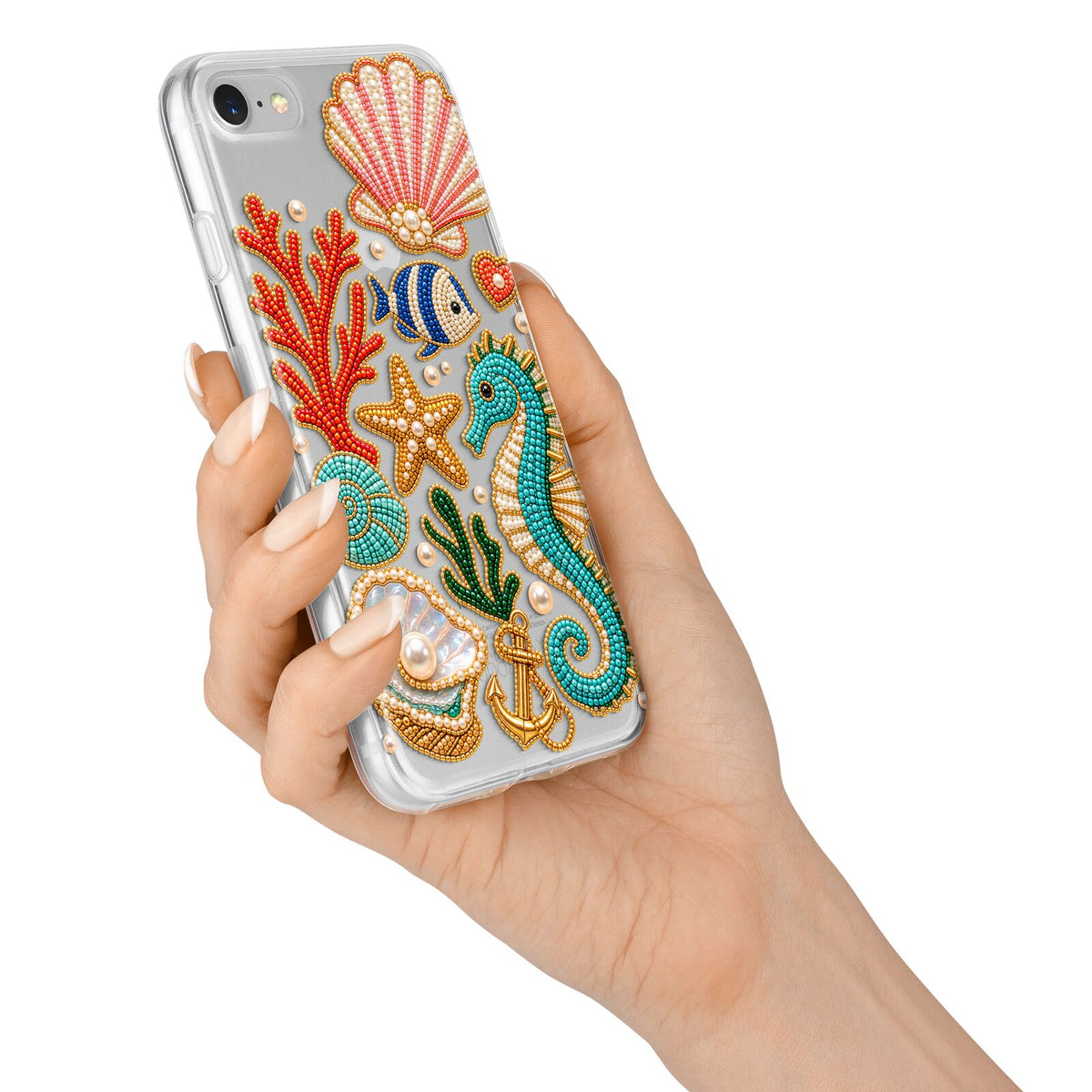 Coastal Treasures Charms iPhone 7 Bumper Case on Silver iPhone Alternative Image