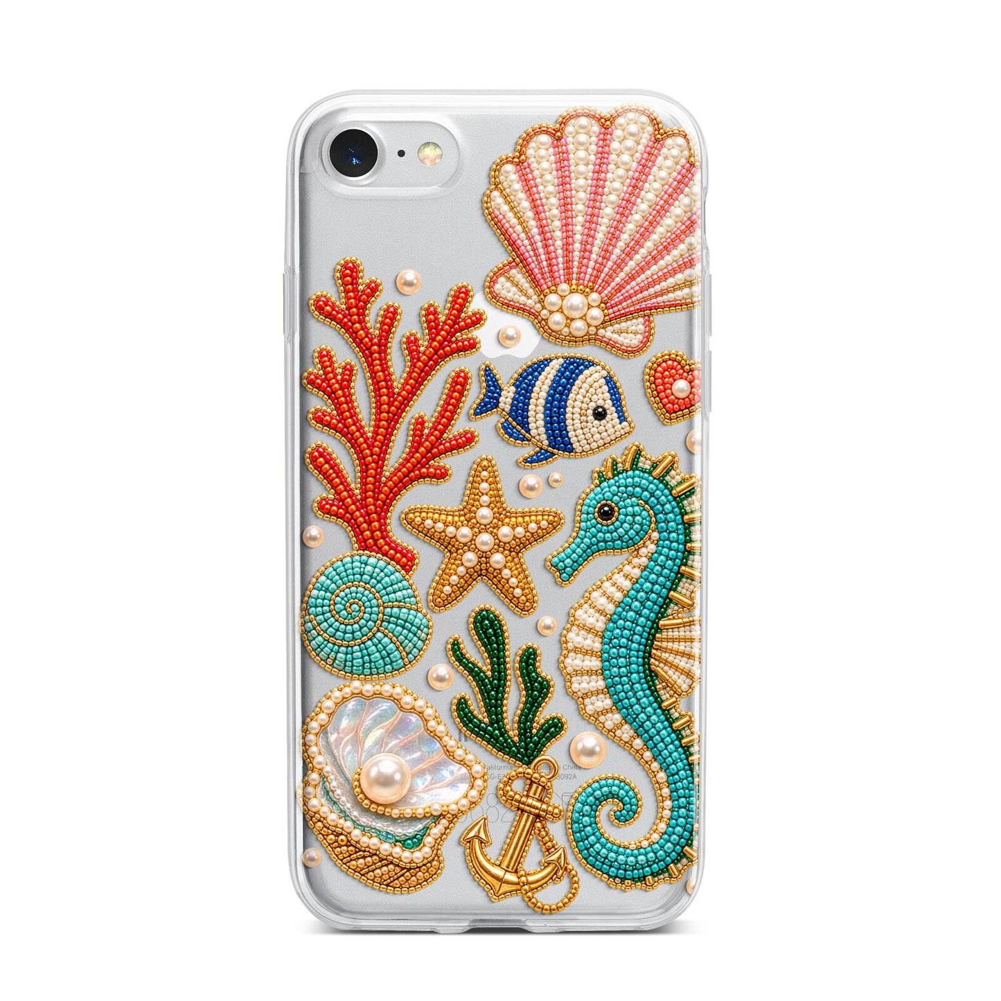 Coastal Treasures Charms iPhone 7 Bumper Case on Silver iPhone